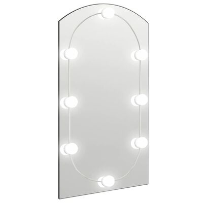 vidaXL Spegel med LED-lampor 90x45 cm glas valvformad (335864+326089)