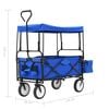 vidaXL Hopfällbar handvagn med tak stål blå