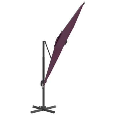 vidaXL Frihängande parasoll LED vinröd 400x300 cm