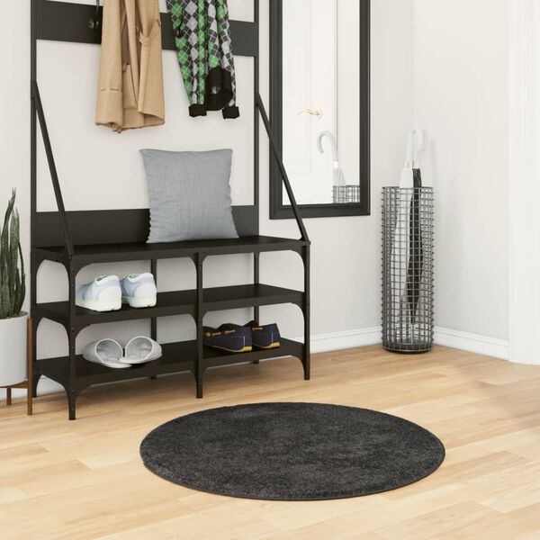 vidaXL Ryamatta PAMPLONA l&aring;ng lugg modern antracit &Oslash; 80 cm