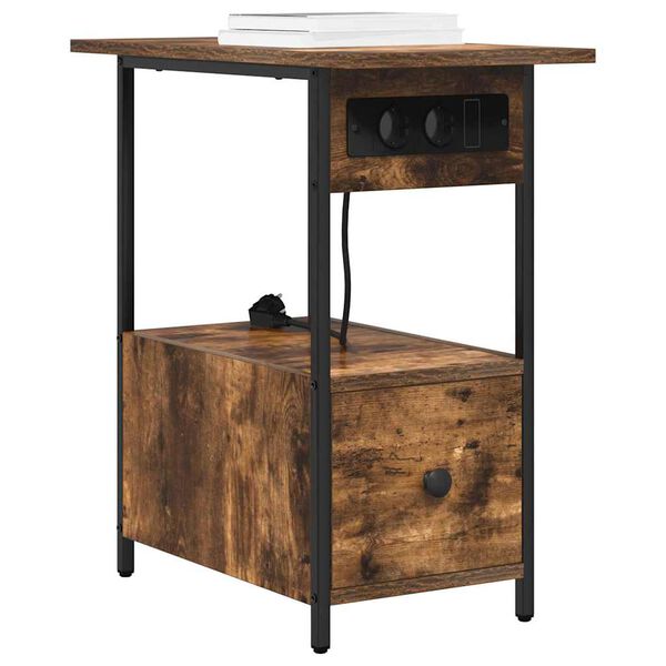 vidaXL Nattduksbord med l&aring;da R&ouml;kt ek 60 x 30 x 61 cm Konstruerat tr&auml;