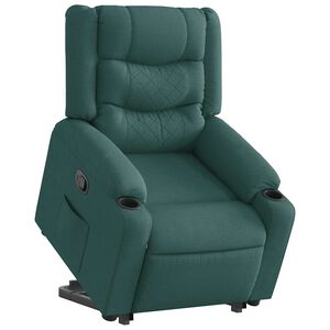vidaXL Reclinerf&aring;t&ouml;lj med uppresningshj&auml;lp m&ouml;rkgr&ouml;n tyg