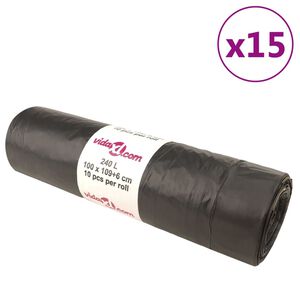 vidaXL Avfallsp&aring;sar med dragsn&ouml;re 150 st svart 240 L