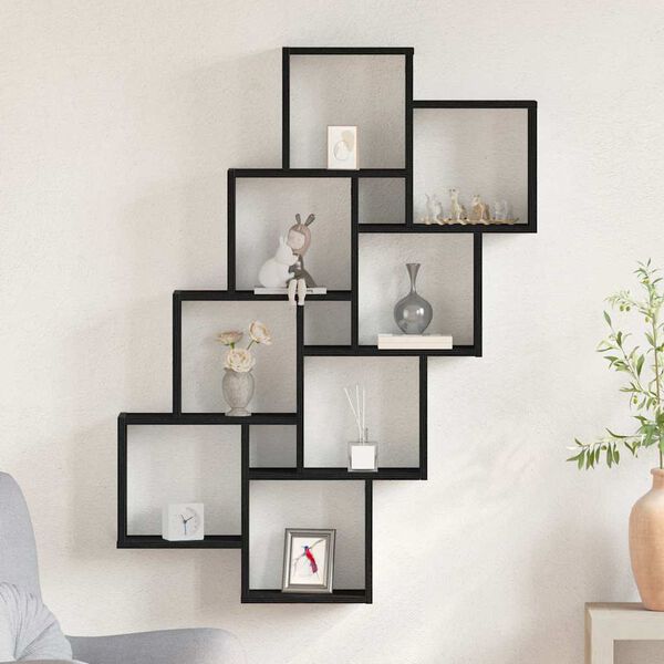 vidaXL Vägg hylla Svart Ek 90 x 15 x 119,5 cm Konstruerat trä