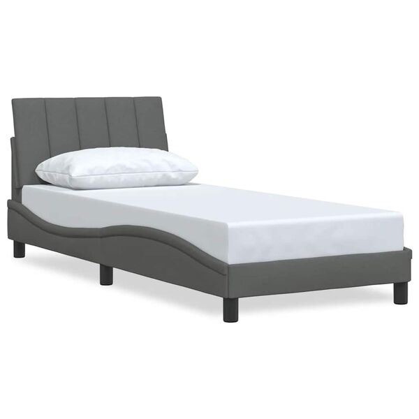 vidaXL Bed Frame without Mattress "Hanko" Dark Grey 90x190 cm Fabric