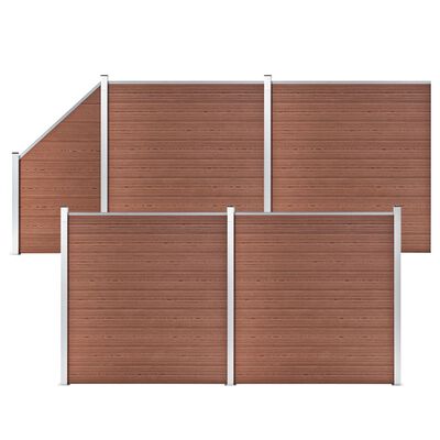 vidaXL WPC-staketpanel 4 fyrkantig + 1 vinklad 792x186 cm brun