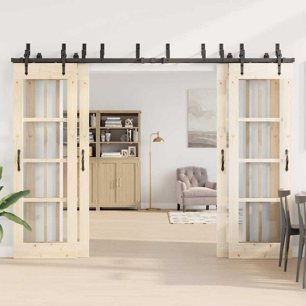 vidaXL Skjutdörrsbeslag 305 cm stål svart