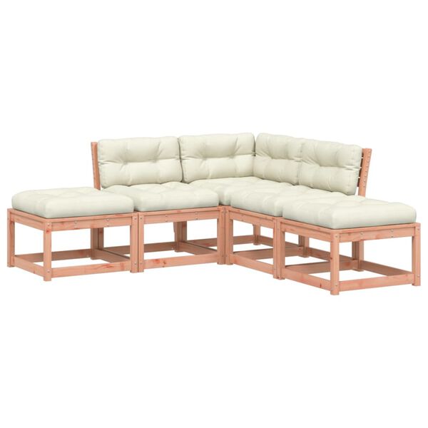 vidaXL Loungegrupp för trädgården med dynor 5 delar massiv douglasgran