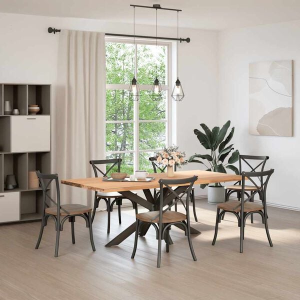 vidaXL Matbordsben spindelformad svart 150x78x(72-73) cm st&aring;l