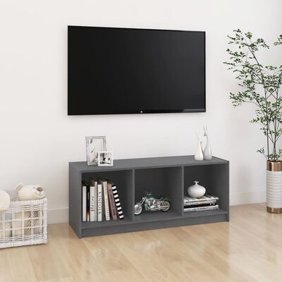 vidaXL TV-bänk grå 104x33x41 cm massiv furu