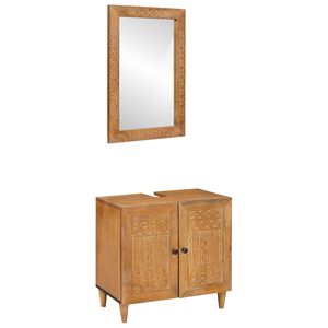 vidaXL Badrumsm&ouml;belset 2 st Brun 62 x 33 x 58 cm Konstruerat tr&auml;