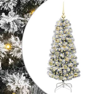 vidaXL Plast Hingad Julgran med 150 LED-lampor Gr&ouml;n och Vit 120 cm