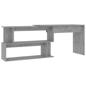 vidaXL Skrivbord h&ouml;rn betonggr&aring; 200x50x76 cm konstruerat tr&auml;