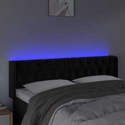 vidaXL Sänggavel LED svart 147x16x78/88 cm sammet