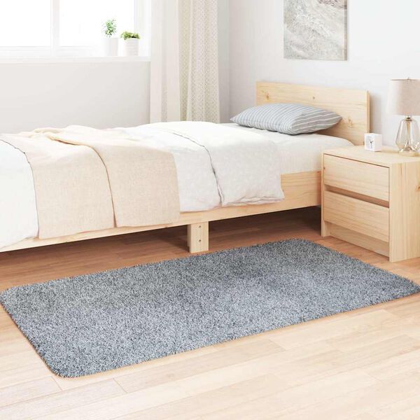 vidaXL Ryamatta med l&aring;ng lugg NAVARRA ljusgr&aring; 80x150 cm polyester