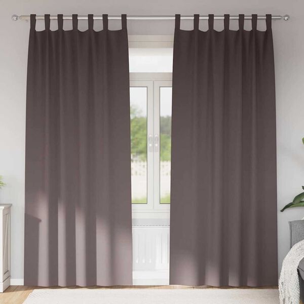 vidaXL M&ouml;rkl&auml;ggningsgardiner med Ringar 2 pcs M&ouml;rkbrun 260 x 140 cm