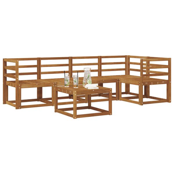 vidaXL Utomhussoffset med kudde 6 pcs Naturlig och Ljus Gr&aring;