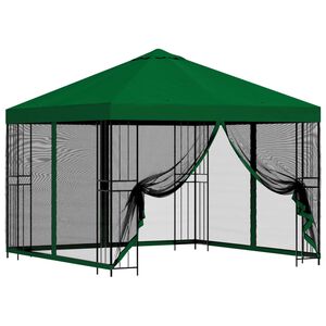 vidaXL Tr&auml;dg&aring;rdsgazebo med sidov&auml;ggar 3 x 3 m Gr&ouml;n Polyester och St&aring;l