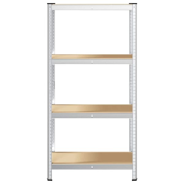 vidaXL F&ouml;rvaringshylla silver st&aring;l och konstruerat tr&auml; 4 hyllplan