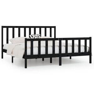 vidaXL S&auml;ngram svart massivt tr&auml; 200x200 cm