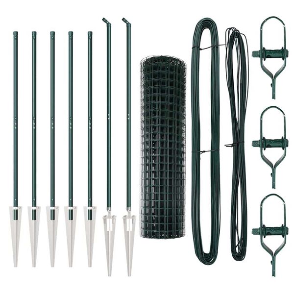 vidaXL St&auml;ngsel med stolpe Gr&ouml;n 1,4 x 10 m St&aring;l och PVC