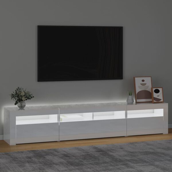 vidaXL Tv-b&auml;nk med LED-belysning vit h&ouml;gglans 210x35x40 cm