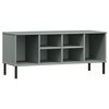 vidaXL Skohylla med metallben OSLO gr&aring; 106x35x45 cm massivt tr&auml;