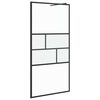 vidaXL Walk-in Duschv&auml;gg Svart 100 x 195 x 0,5 cm Glas och Aluminium