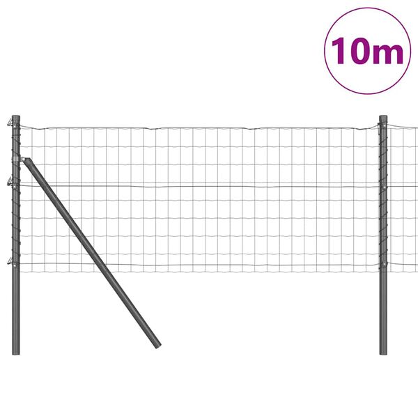 vidaXL St&auml;ngsel med stolpe Gr&aring; 0,4 x 25 m St&aring;l och PVC