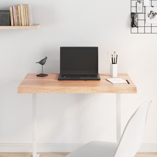 vidaXL Bordsskiva ljusbrun 80x50x(2-4) cm massivt trä levande kant