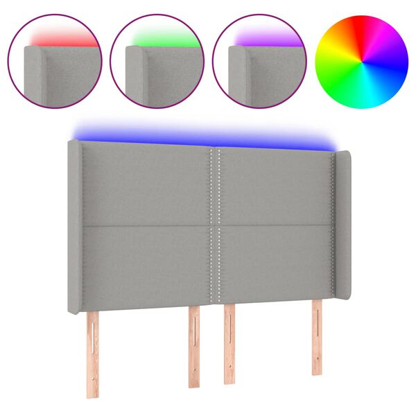 vidaXL S&auml;nggavel LED ljusgr&aring; 147x16x118/128 cm tyg