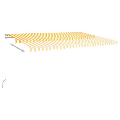 vidaXL Automatisk markis med vindsensor & LED 5x3,5 m gul och vit