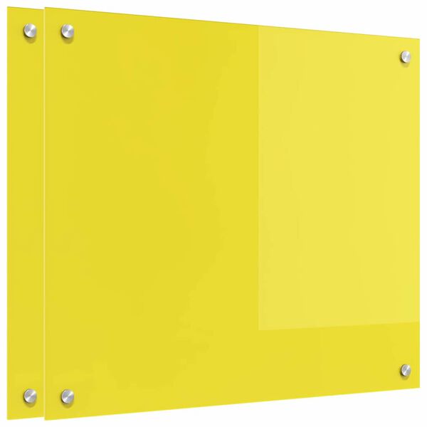 vidaXL Köksplånbak 2 pcs Gul 70 x 60 cm härdat glas