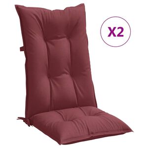 vidaXL Stolsdynor h&ouml;gt ryggst&ouml;d 2 st melerad vinr&ouml;d 120x50x7 cm tyg
