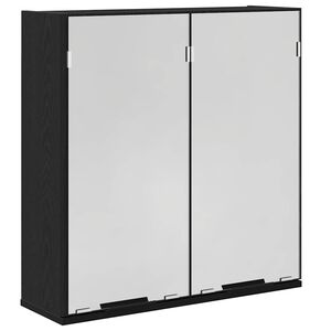 vidaXL Spegelsk&aring;p med hylla Svart Ek 64 x 20 x 67 cm Konstruerat tr&auml;