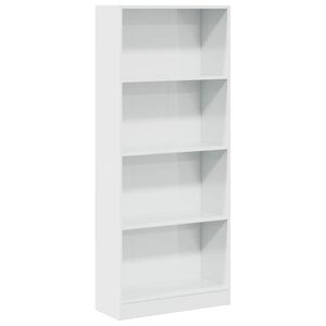 vidaXL Bokhylla vit h&ouml;gglans 60x24x143 cm konstruerat tr&auml;