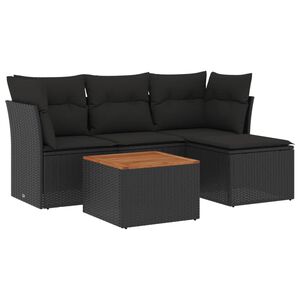 vidaXL Loungegrupp f&ouml;r tr&auml;dg&aring;rden med dynor 5 delar svart konstrotting