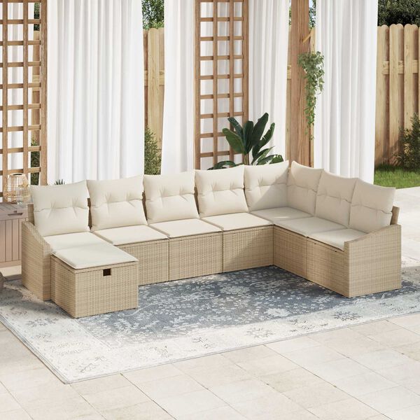 vidaXL Tr&auml;dg&aring;rdsoffset 8 pcs Beige 55 x 62 x 69 cm Poly rattan