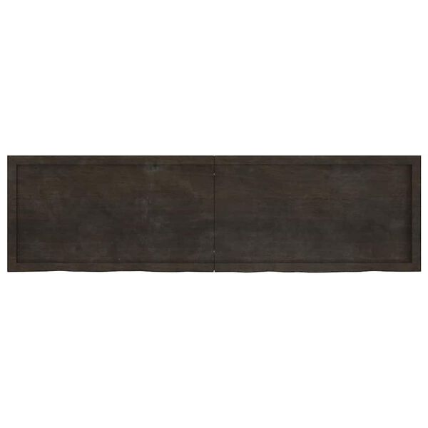 vidaXL Bänkskiva badrum mörkbrun 180x50x(2-4) cm behandlat massivt trä