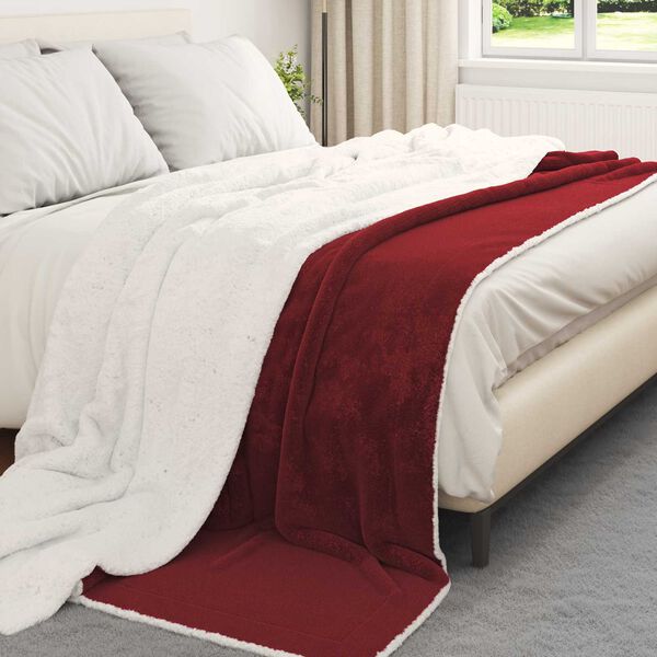 vidaXL Kastfilt Bordeaux R&ouml;d 220 x 240 cm Fleece