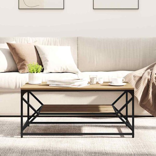 vidaXL Kaffeebord Artisan Ek 90 x 50 x 40 cm Konstruerat trä och stål