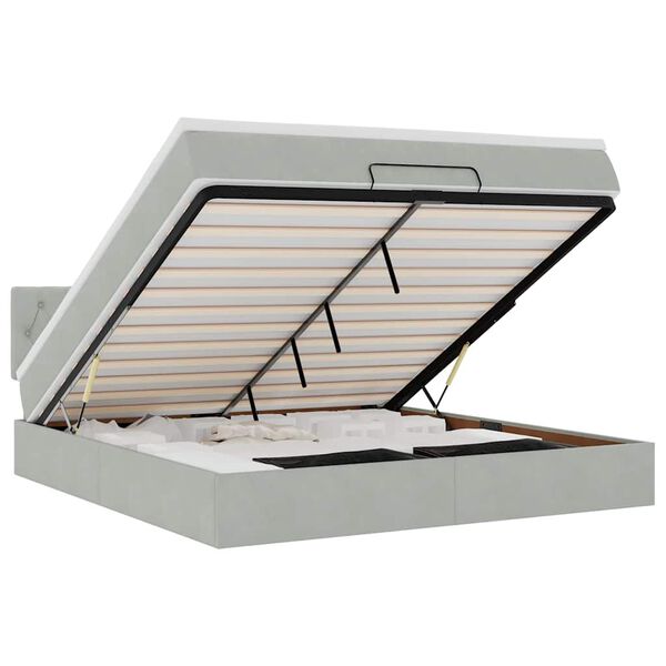 vidaXL Ottoman s&auml;ngram med madrass ljusgr&aring; 160x200 cm sammet