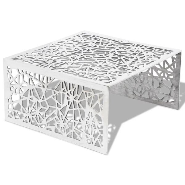 vidaXL Soffbord geometrisk design aluminium silver