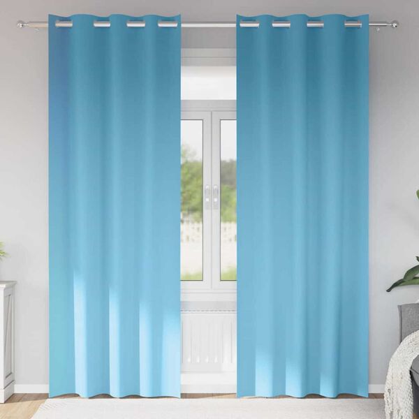 vidaXL M&ouml;rkl&auml;ggningsgardiner med Ringar 2 pcs Ljusbl&aring; 245 x 140 cm