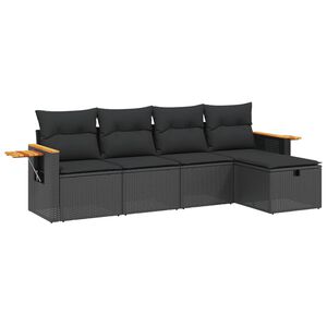 vidaXL Loungegrupp f&ouml;r tr&auml;dg&aring;rden med dynor 5 delar svart konstrotting