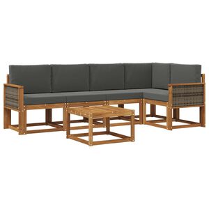 vidaXL Utomhussoffset 6 pcs Naturlig och Antracit Massivt Akaciatr&auml;