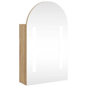 vidaXL Spegelsk&aring;p och LED-lampa b&aring;gformad ek 42x13x70 cm