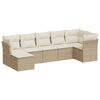 vidaXL Matgrupp f&ouml;r tr&auml;dg&aring;rden med dynor 7 delar beige konstrotting