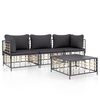 vidaXL Loungegrupp 4 delar med dynor antracit konstrotting