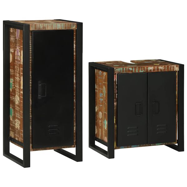 vidaXL Badrumsmöbelset 2 pcs Flerfärgsdesign Massivt återvunnet trä